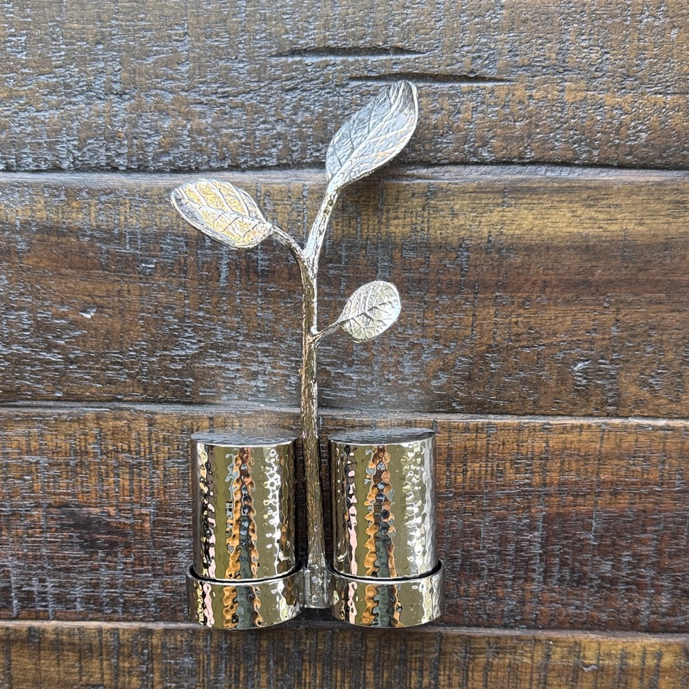 Michael Aram Silver Leaf Dual Candle Holder
